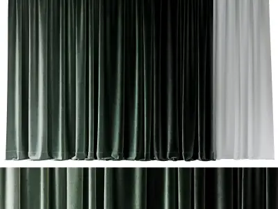 Set of soft green silk curtains with wrinkles  collections 08  Low-poly 3D model