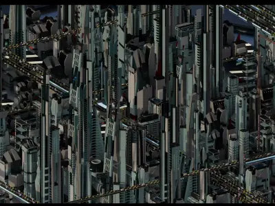 Futuristic-Roads-Cars and City 04 3D Model Pack