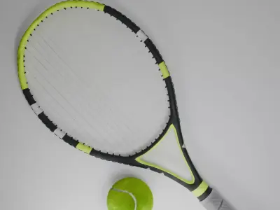 Tennis bat and ball Low-poly 3D model