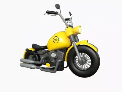 Motorcycle Cartoon A03 Yellow Racing - Custom Vehicle Design Low-poly 3D model