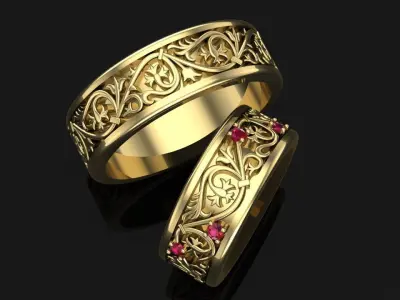 wedding ring with stones 3D print model