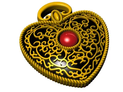 Luxury Heart Pendant Elegant  for Designer Bags and Necklaces 3D print model