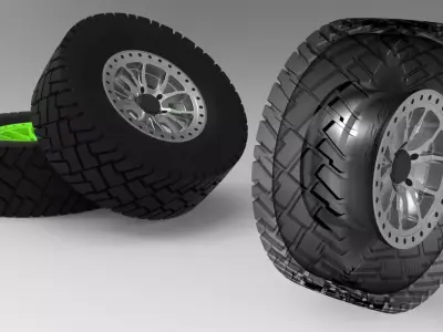 Studded snow Tire and Rim 3D model