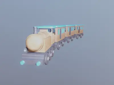 WOODEN LITTLE TRAIN and CARRIAGES BUNDLE - RogueFilmProductions Low-poly 3D model