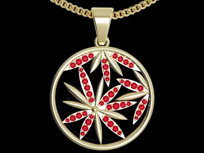 leaves pendant  jewelry gold silver 3D print model 3D print model