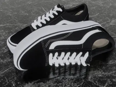 VANS 3D SHOES - BLACK Low-poly 3D model