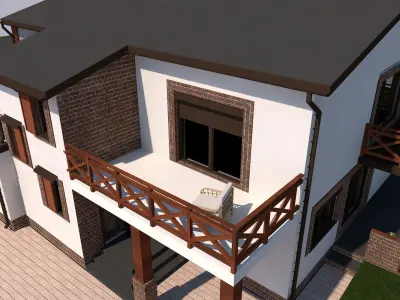 country house with balcony 3D model