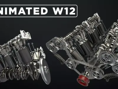 W 12 Engine Working Animated 3D model