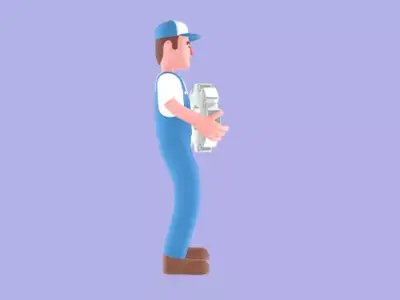 Stylized 3D Male Mechanic Character - Cartoon Tire Service 3D model