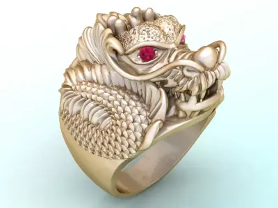 Dragon Rings - Men ring - N5377 3D print model