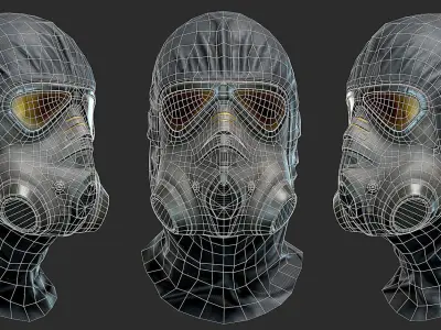 Game-Ready Sci Fi Gas Mask Low-poly 3D model