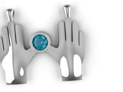 Diamond Hands Bezel Set Pendant Gold Silver Platinum Luxury  3D print model