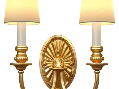 Golden sconce in classic MARINER style Two-horn wall lamp 3D model