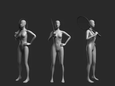 Animated Female Mesh - 12 sport poses v2 3D model