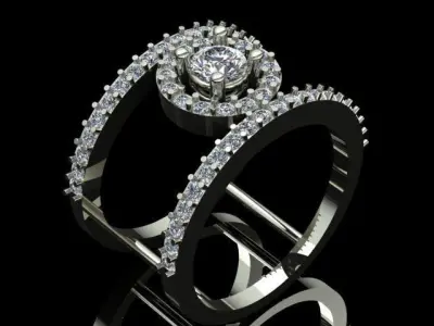 Luxury Diamond Double Ring 3D print model
