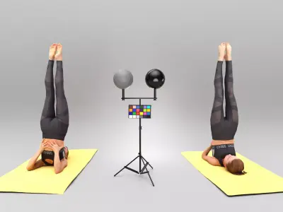 Female standing on her head and doing yoga 420 Low-poly 3D model