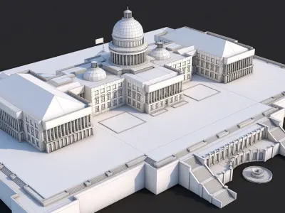 Low Poly United States Capitol Hill Landmark Low-poly 3D model