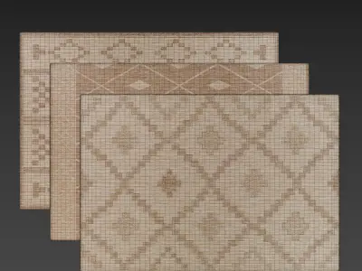 Carpet set 30 - Bundle - 3 Geometrical Jute Rugs 3D model