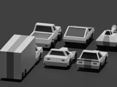 Low Poly Vehicle Pack of 6 Variations Low-poly 3D model