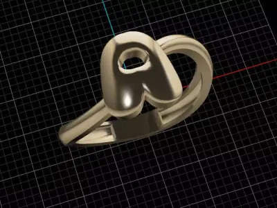 A alphabet bypass shell hallow ring 3D print model