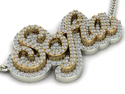 Custom Diamond Name Pendant SOFIA 3D print model