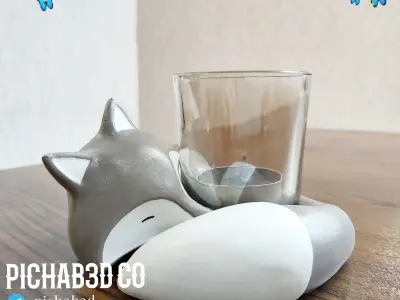 fox candle stick 3D print model