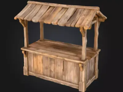 Rustic Market Stall Low-poly 3D model