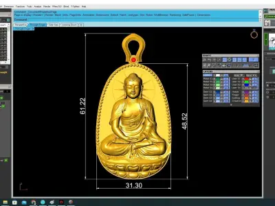 Luxury Buddha Oval Pendant for Jewelry 3622 3D print model