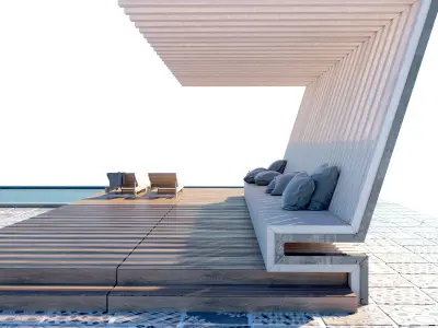 Pool with terrace and canopy  3D model