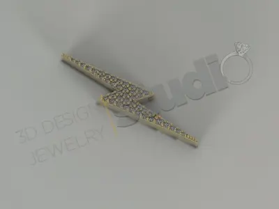 High luxury thunder with gems pendant in 3d model 3D print model