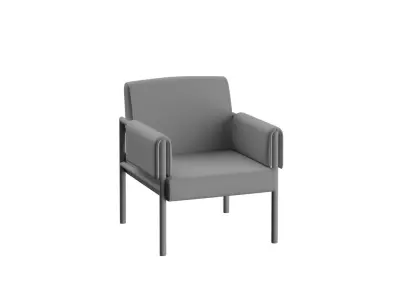 Detroit Wood Leather Chair 3D model