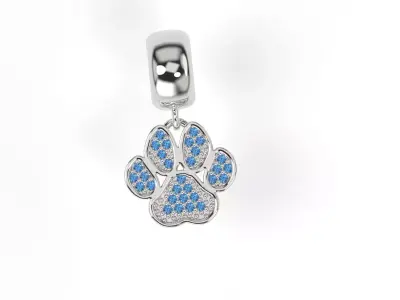 Charm Dog Paw with Gems 3D print model