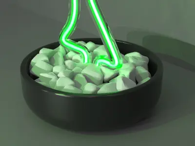 Bonsai 1 - Neon Sign in a Pot 3D model