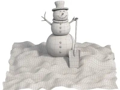 snowman made of snow 3D model