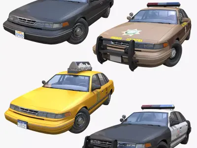 90s American sedan 3D Model Pack