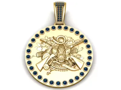 Royal Hunting Medallion Pendant  3D Printable Jewelry 3D print model
