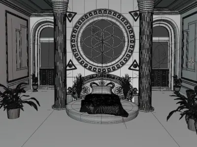 Classic Royal Bedroom Design for Blender 3D model