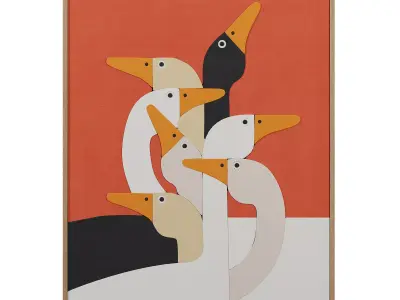 Group of geese wall art 3D model