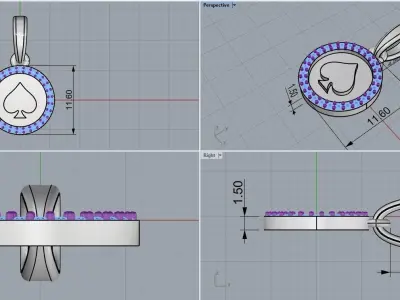 Card spades pendant model 609 3D print model