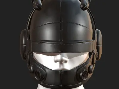 Helmet scifi fantasy futuristic military combat  Low-poly 3D model