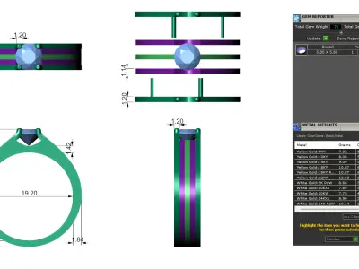 Tri-Color Solitaire Mens Engagement Ring Uniq Look 3D print model