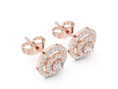 Round Diamond Earring 3D print model