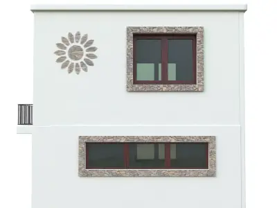 Brick Column House Low-poly 3D model