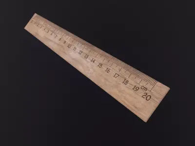 Wooden ruler 20 cm twenty centimeters measure length Low-poly 3D model