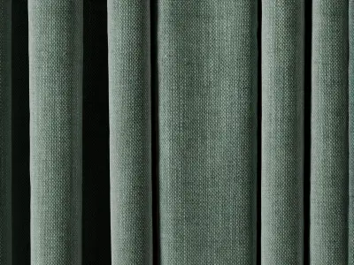 Low width curtains 04 set green Low-poly 3D model