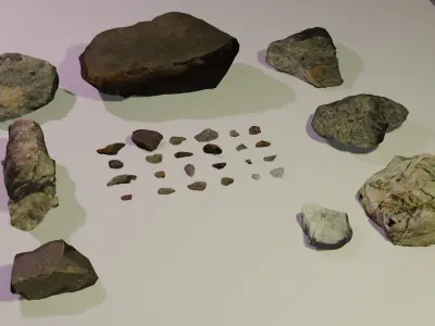 Small stones and tundras Low-poly 3D model