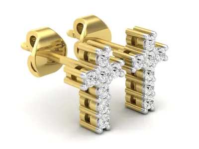 AV 700 Cross Studs Earring 3D print model