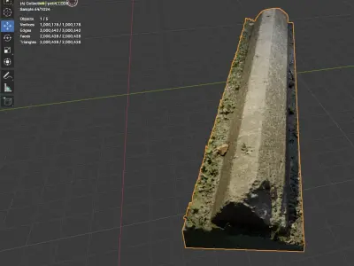 Concrete Parking Block - Photoscanned Low Res Free low-poly 3D model