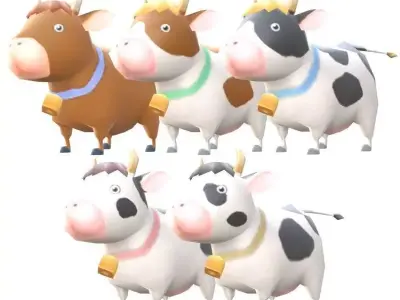 Lowpoly Animal Cartoon - Cow Low-poly 3D model