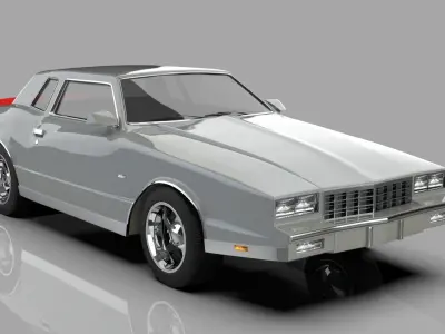 Black Monte Car 1981 Low-poly 3D model